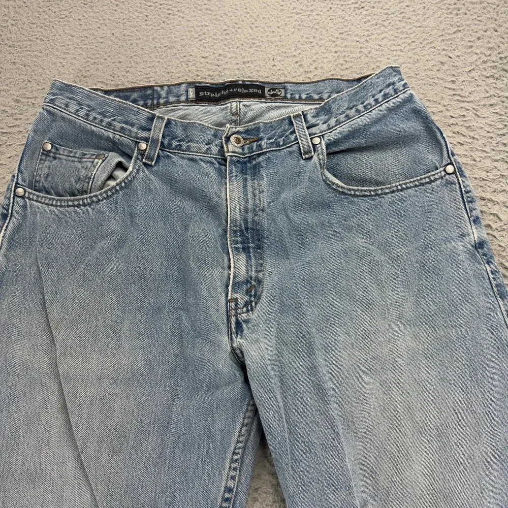 Levis SilverTab Mens 34x32 Straight Relaxed Light Wash Blue Jeans Baggy Denim